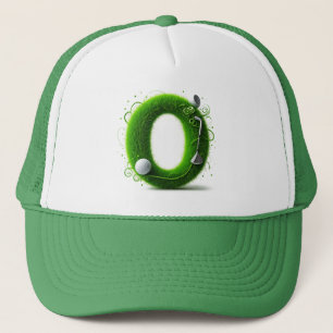 Grass Letter Golf Theme With Balls And Clubs Trucker Hat