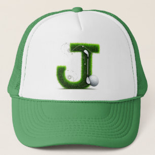 Grass Letter Golf Theme With Balls And Clubs Trucker Hat