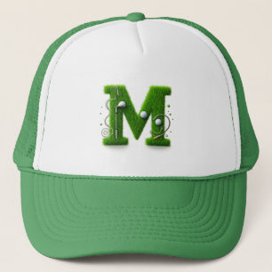 Grass Letter Golf Theme With Balls And Clubs Trucker Hat