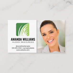 Grass Logo Business Woman Smiling Business Card