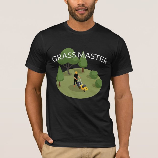 Grass Master Funny Lawn Mowing Men's T-Shirt (Front)