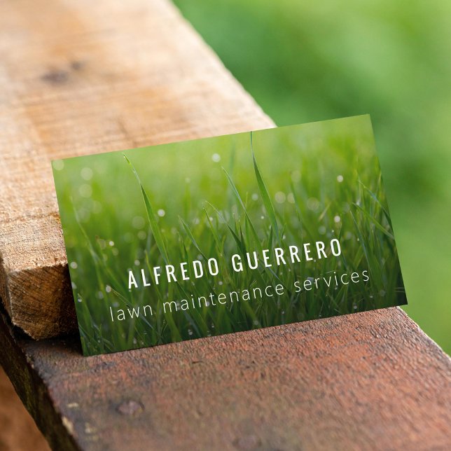 Grass Photo Lawn Care Gardener Landscaping Business Card (Creator Uploaded)