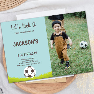 Grass Soccer Birthday Invitations with photo