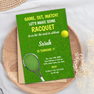 Grass Tennis Birthday Invitations