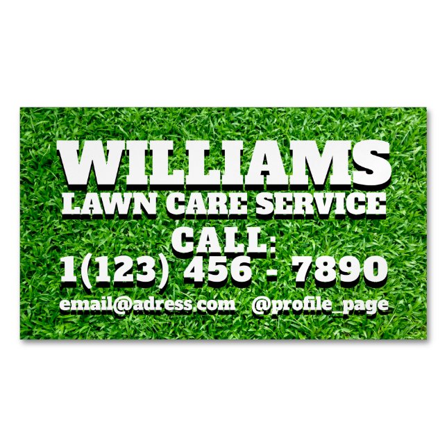 Grass texture bold text  	Magnetic business card (Front)