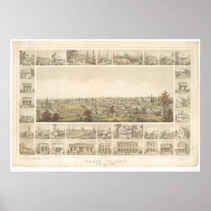 Grass Valley, CA. Panoramic Map 1858 (0663A) Poster