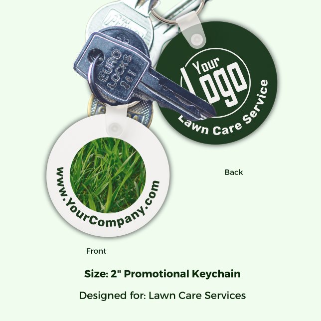 Grass Website Logo Company Name Green White Promo Key Ring (Grass Website Logo Company Name Green White Promo Keychain; 2 Inch Diameter)