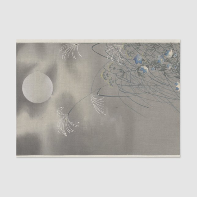 Grasses and Flowers at Full Moon by Ohara Koson Tissue Paper (Front)