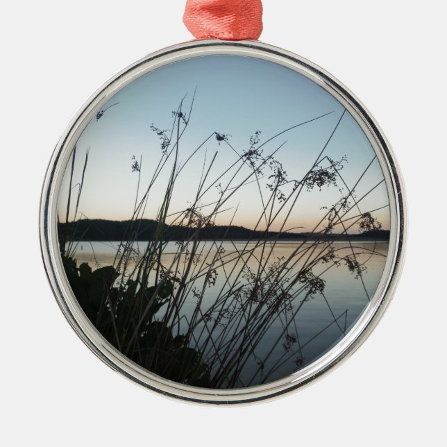 Grasses at lake Sunset Metal Ornament (Front)