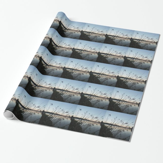 Grasses at lake Sunset Wrapping Paper (Unrolled)