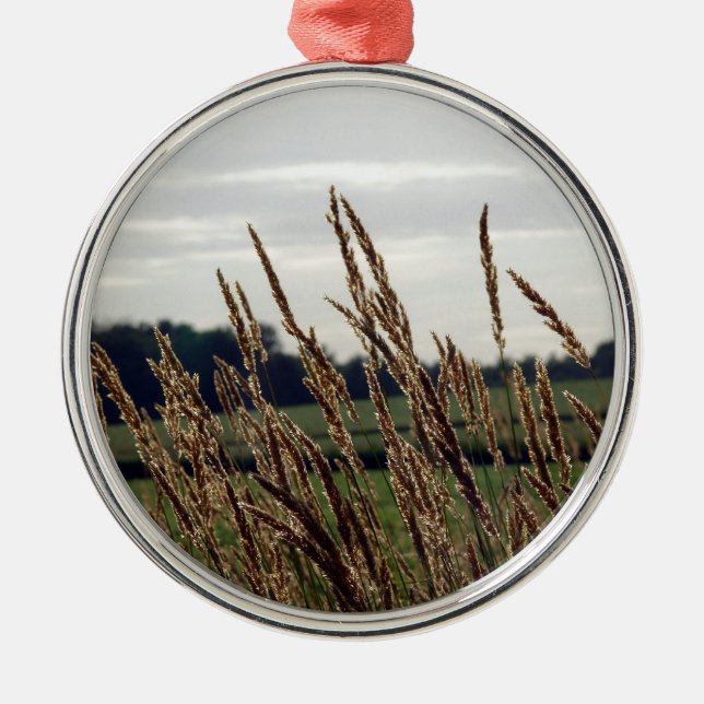 Grasses Waving in the Wind Metal Tree Decoration (Front)