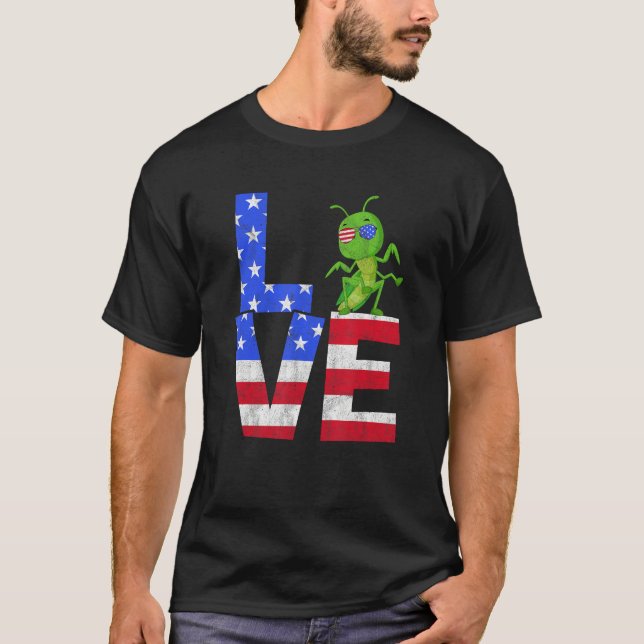 Grasshopper American Flag Sunglasses 4th of July P T-Shirt (Front)