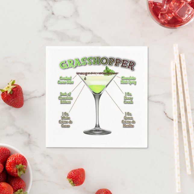 GRASSHOPPER Cocktail Recipe Art  Napkin (Insitu)