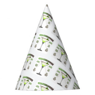 GRASSHOPPER Cocktail Recipe Art  Party Hat