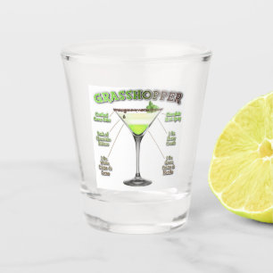GRASSHOPPER Cocktail Recipe Art    Shot Glass