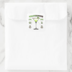 GRASSHOPPER Cocktail Recipe Art  Square Sticker
