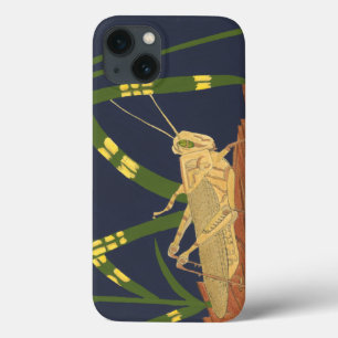Grasshopper in Green Grass on Blue Background iPhone 13 Case
