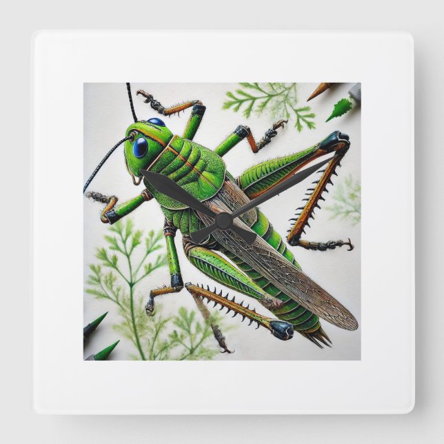 Grasshopper in natural environment 251024IREF222 - Square Wall Clock (Front)