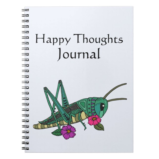 Grasshopper Motif Happy Thoughts Journal (Front)