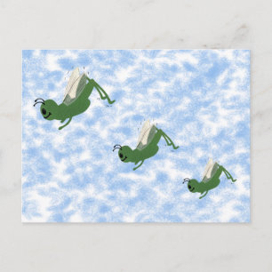 Grasshopper Whimsical Cartoon Art Postcard