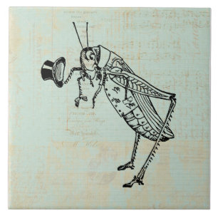 Grasshopper with Top Hat Ceramic Tile