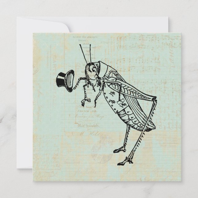 Grasshopper with Top Hat Holiday Card (Front)