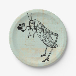 Grasshopper with Top Hat Paper Plate