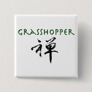 Grasshopper with "Zen" symbol 15 Cm Square Badge