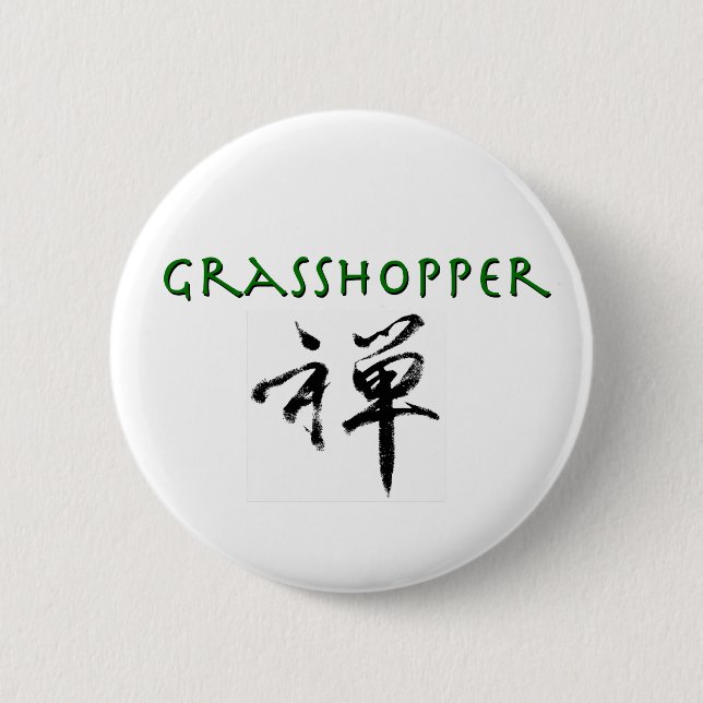 Grasshopper with "Zen" symbol 6 Cm Round Badge (Front)