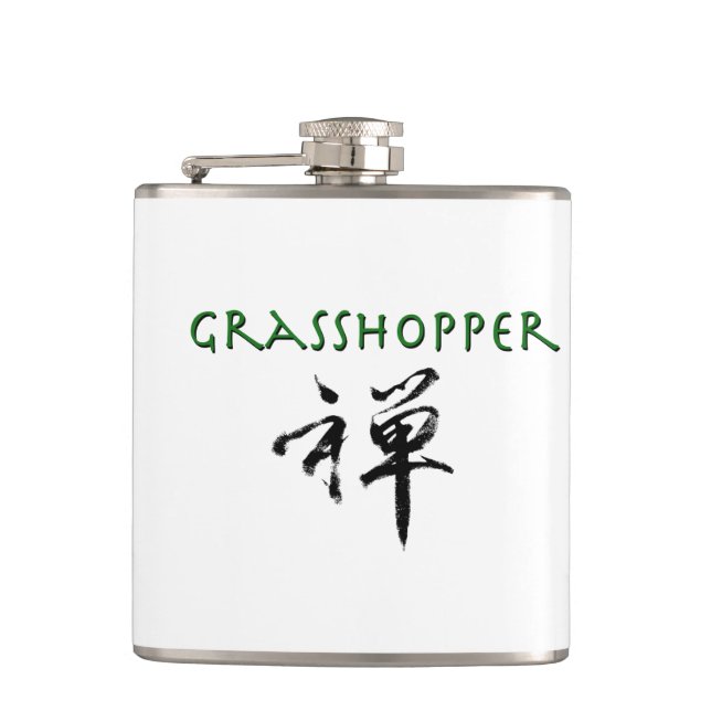 Grasshopper with "Zen" symbol Hip Flask (Front)