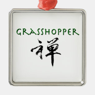Grasshopper with "Zen" symbol Metal Tree Decoration