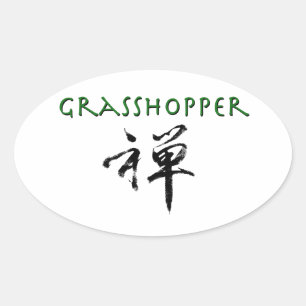 Grasshopper with "Zen" symbol Oval Sticker