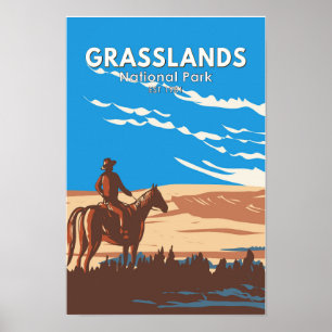 Grasslands National Park Canada Travel Art Vintage Poster