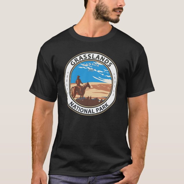 Grasslands National Park Canada Vintage Badge T-Shirt (Front)
