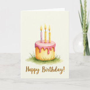 Grassy Cake Birthday Card