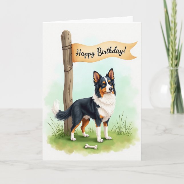 Grassy Dog Birthday Card (Front)