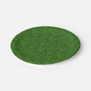 Grassy field paper plate
