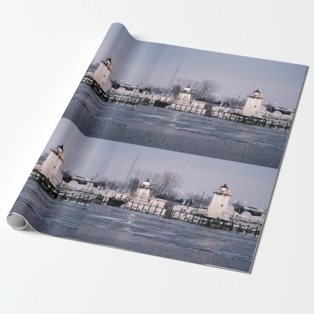 Grassy Island Range Lights wrapping paper (Unrolled)