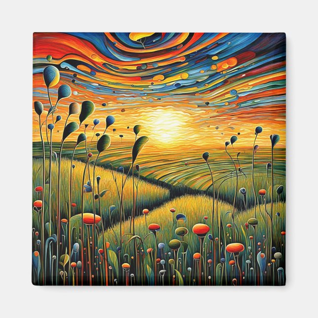 Grassy meadows at sunset 4 magnet (Front)