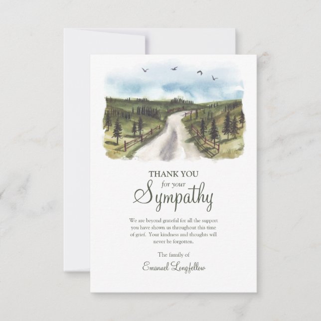 Grassy Road Sympathy Thank You Card (Front)