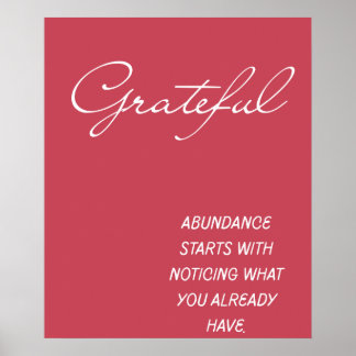 Grateful Abundance Quote Wall Print Decor 