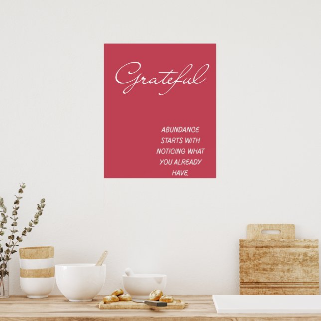 Grateful Abundance Quote Wall Print Decor  (Kitchen)