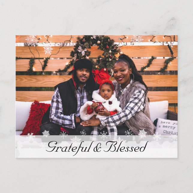 Grateful and Blessed, Christmas Photo Postcard (Front)