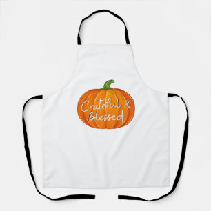 Grateful and Blessed - Pumpkin  Fall Thanksgiving  Apron