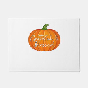 Grateful and Blessed - Pumpkin  Fall Thanksgiving  Doormat