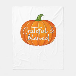 Grateful and Blessed - Pumpkin  Fall Thanksgiving  Fleece Blanket