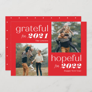 Grateful and Hopeful Editable Colour New Year Card