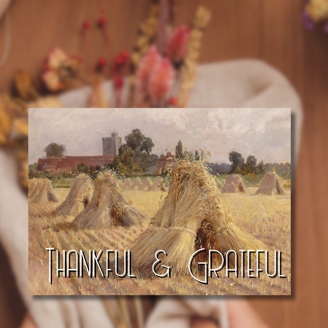 Grateful and Thankful Corn Stooks Bray Church Holiday Card (Creator Uploaded)