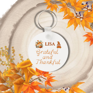 Grateful and Thankful Name Monogram Key Ring
