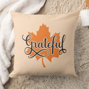Grateful Autumn Leaf Cushion